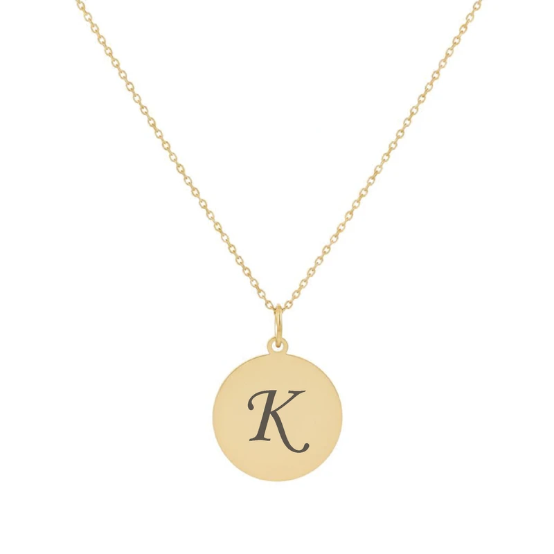 گردنبند طلا 18 عیار زنانه با زنجیر حلقه‌ای (فلامینگو) لیردا مدل حرف K 121288