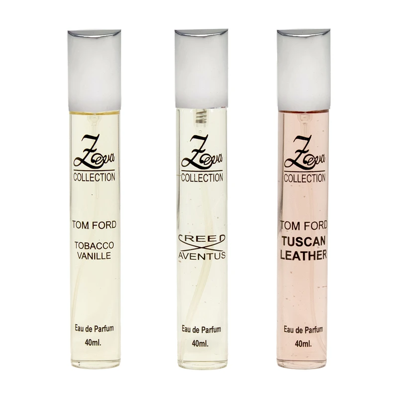 عطر جیبی زنانه زوا مدل تامفورد توسکان لدر کرید اونتوس تامفورد توباکو وانیل با رایحه شیرین حجم 40 میلی‌لیتر مجموعه 3 عددی