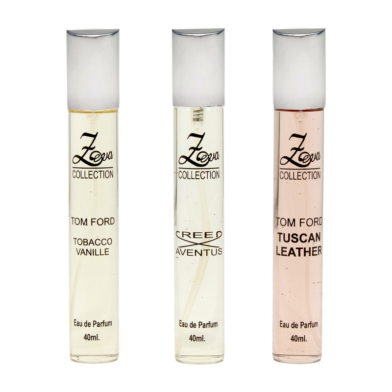 عطر جیبی زنانه زوا مدل تامفورد توسکان لدر کرید اونتوس تامفورد توباکو وانیل با رایحه شیرین حجم 40 میلی‌لیتر مجموعه 3 عددی