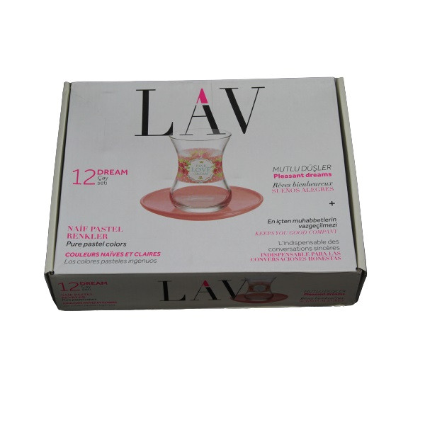 ست استکان و نعلبکی 12 پارچه لاو مدل DREAM PEMBES1