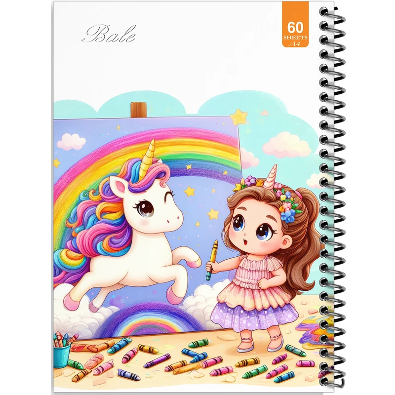 دفتر نقاشی 60 برگ انتشارات بله طرح فانتزی تک شاخ کد A4-O186