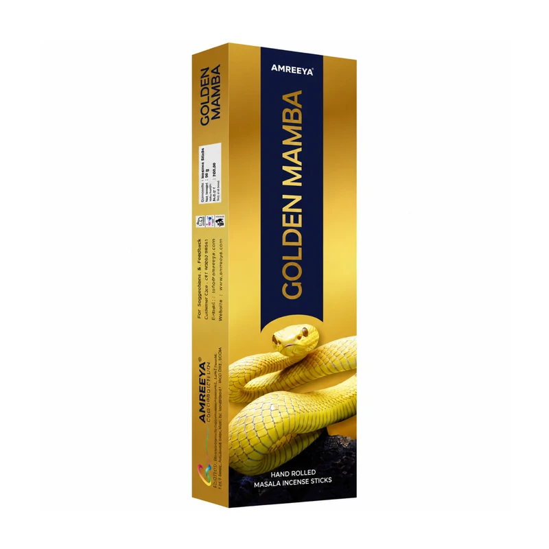 عود دست‌ساز آمریا مدل مار Golden mamba  رایحه رزماری بسته 30 عددی
