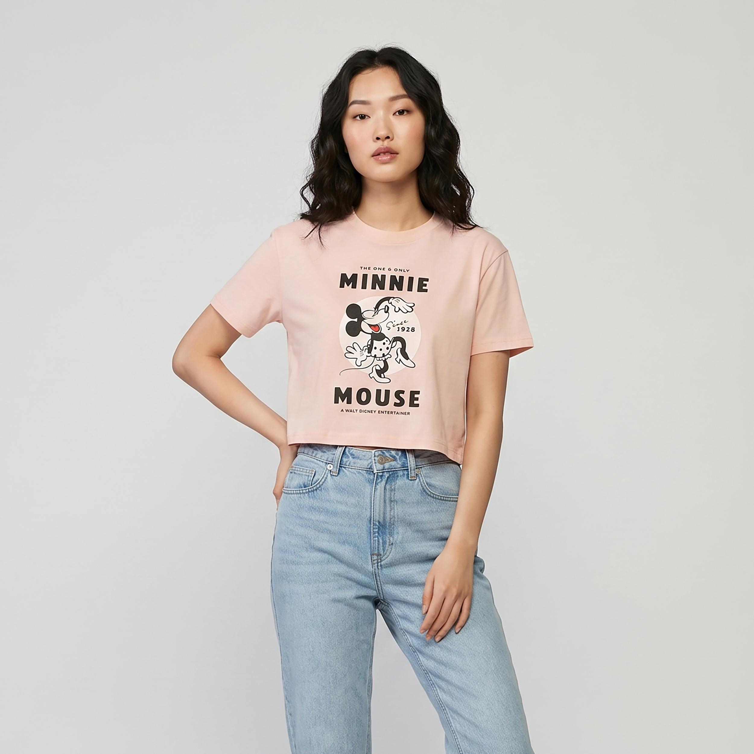 کراپ‌ تی‌شرت آستین کوتاه زنانه دیزنی مدل minnie