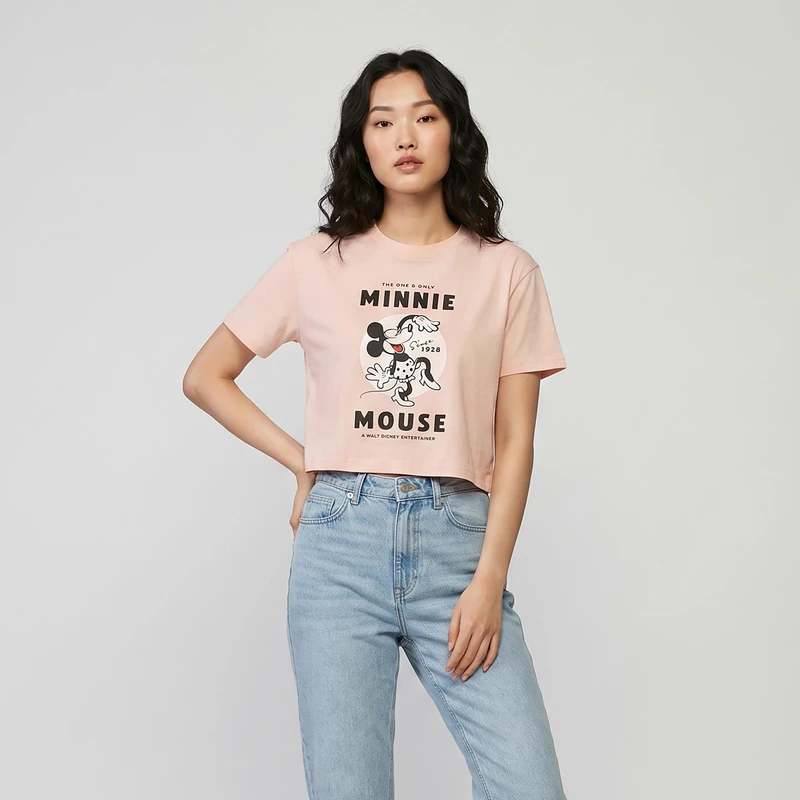 کراپ‌ تی‌شرت آستین کوتاه زنانه دیزنی مدل minnie