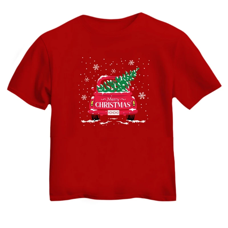 تی شرت آستین کوتاه بچگانه مدل ماشین کریسمس کد 4