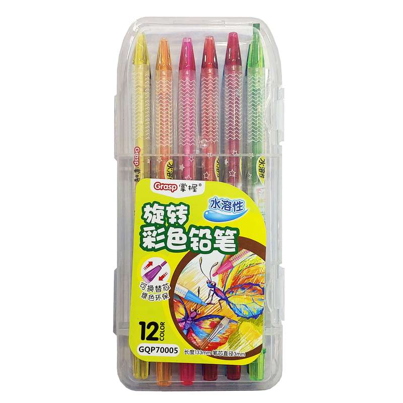  مداد شمعی 12 رنگ آبرنگی گراسپ مدل پیچی کد 7