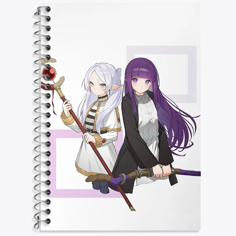 دفتر زبان 50 برگ خندالو مدل دو خط طرح فریرن و فرن انیمه فریرن کد 33909