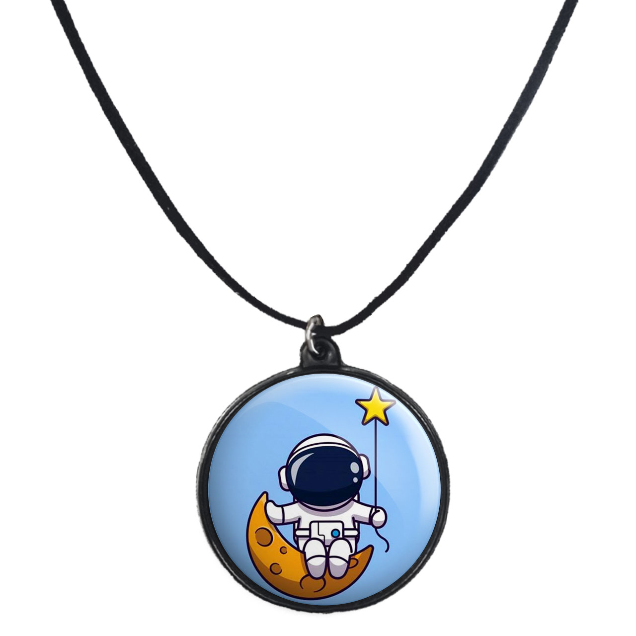 گردنبند پرمانه طرح فضانورد کد pmb.10308 مدل دو طرفه