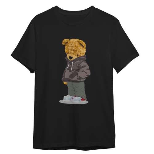 تی شرت آستین کوتاه مردانه مدل خرس تدی کد 0235 رنگ مشکی 