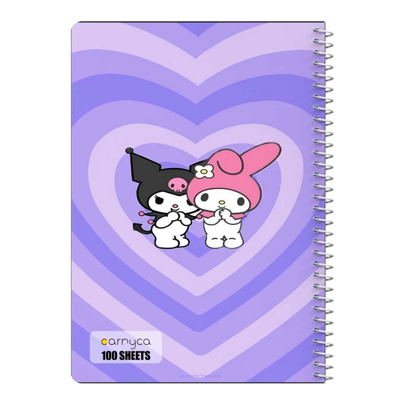دفتر مشق 100 برگ سیمی کارنیکا طرح مای ملودی و کورومی My Melody & Kuromi کد 27469