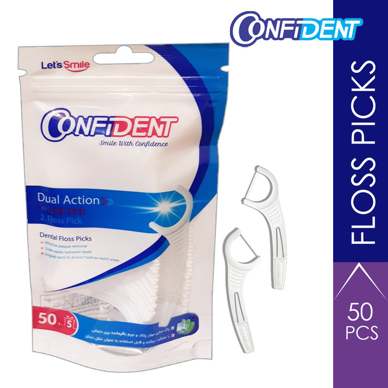 نخ دندان کانفیدنت مدل دوال اکشن بسته 50 عددی