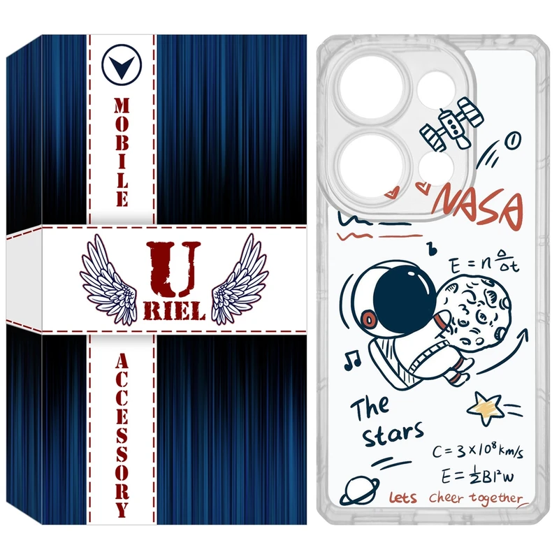 کاور یوریل مدل Clear کد 27 طرح ناسا مناسب برای گوشی موبایل شیائومی Redmi Note 14S / Note 13 Pro 4G / Poco M6 Pro 4G