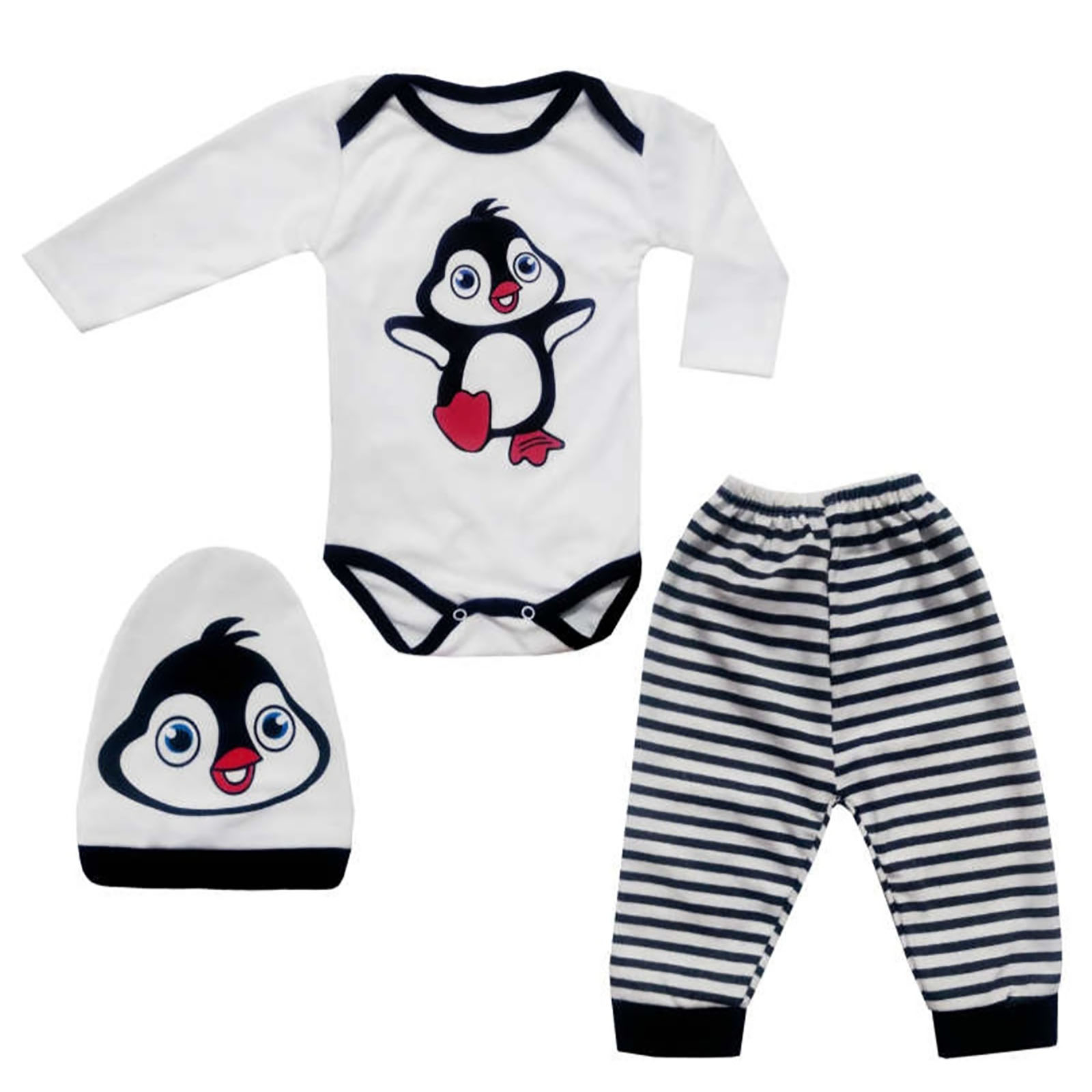 ست 3 تکه لباس نوزادی مدل پنگوئن