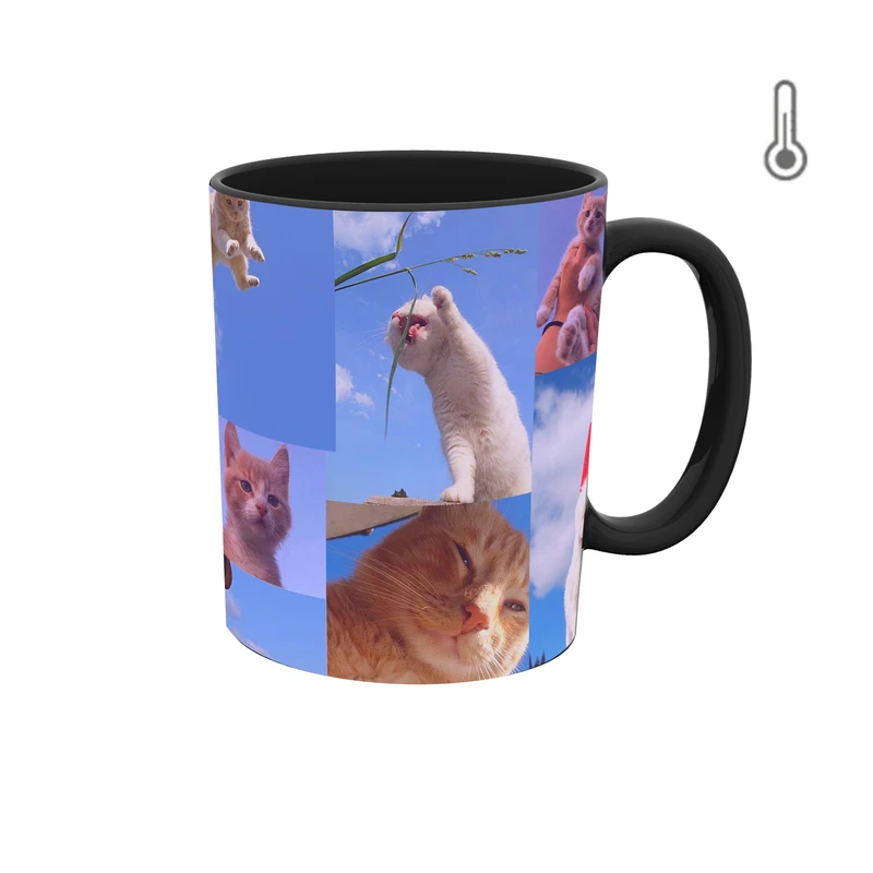 ماگ حرارتی طرح والپیپر گربه کیوت 