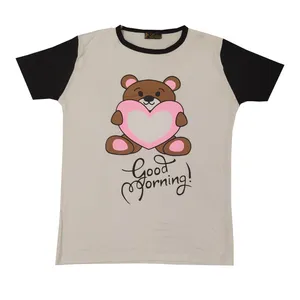 تی شرت آستین کوتاه زنانه طرح خرس مدل 7210