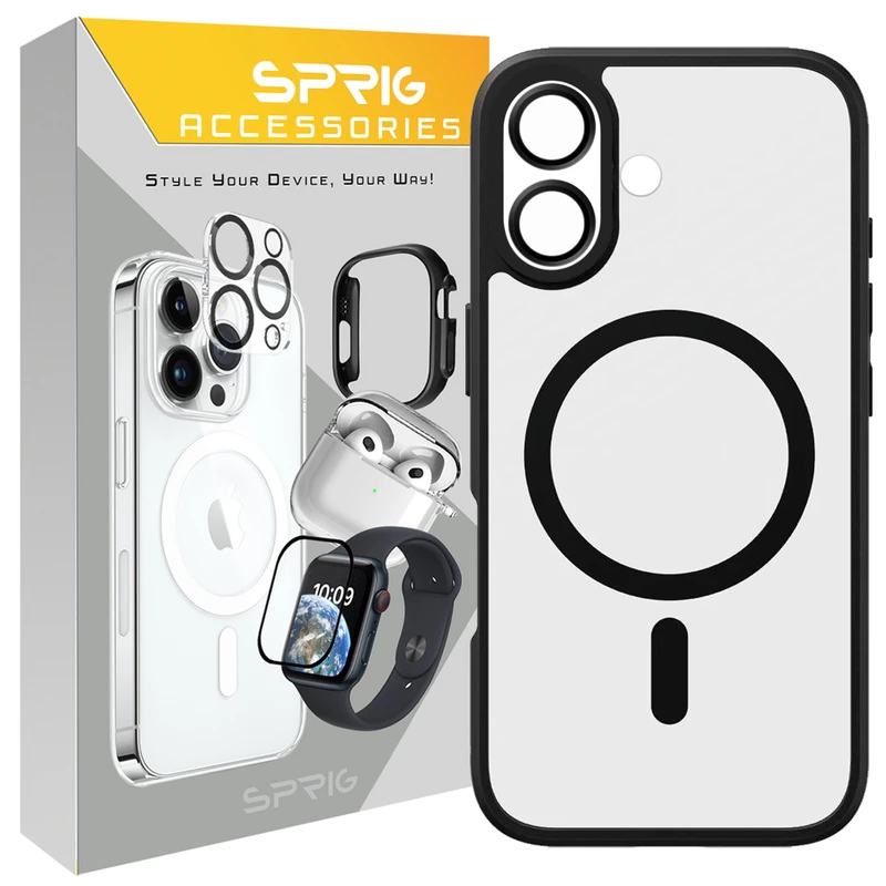 کاور اسپریگ مدل MagSafe-Ring مناسب برای گوشی موبایل اپل iPhone 16 به همراه محافظ لنز دوربین