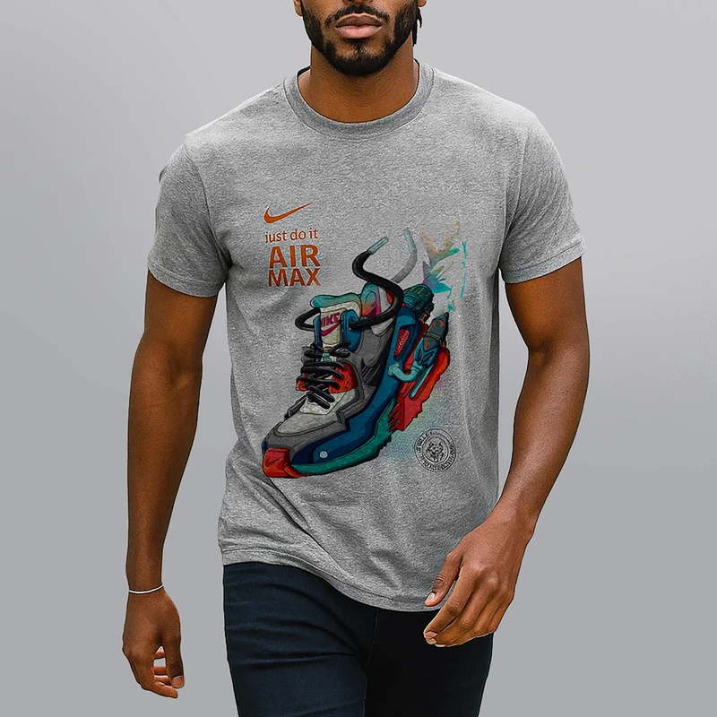 تیشرت آستین کوتاه مردانه طرح کتونی کد F412