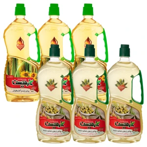روغن ذرت و آفتابگردان و روغن زیتون تصفیه سرخ کردنی کارمیسن - 920 میلی لیتر بسته 6 عددی