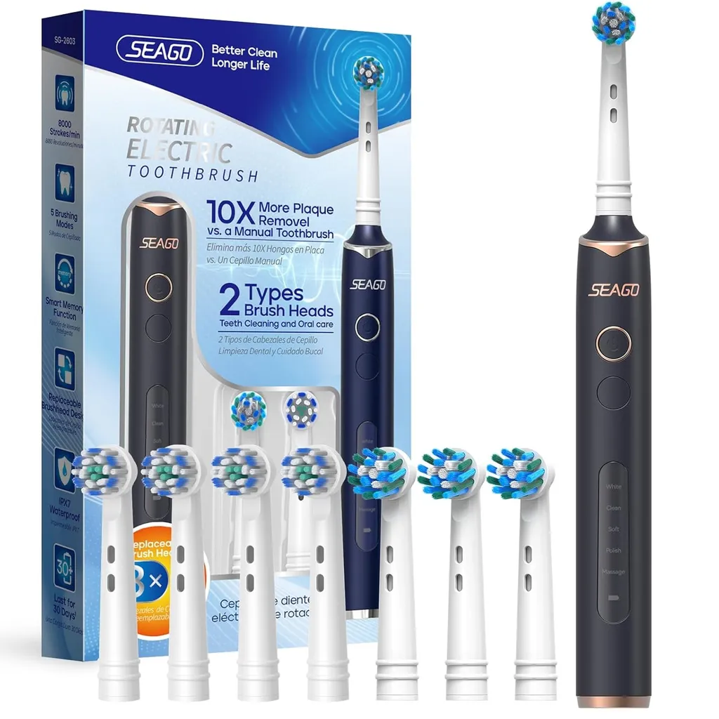 مسواک برقی سیگو مدل SG-2603 به همراه سری یدک بسته 8 عددی