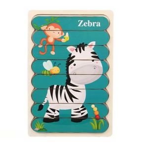 پازل آموزشی مدل دو رو چوبی zebra