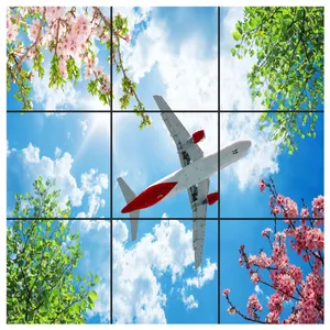 تایل سقفی آسمان مجازی طرح گل و هواپیما کد 0100 سایز 60x60 سانتی متر مجموعه 9 عددی
