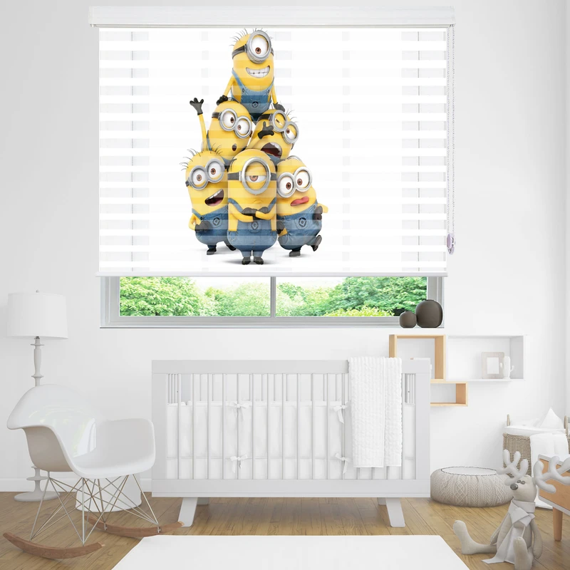 پرده زبرا زیو مدل مینیون ها کد K3116 سایز 200x200 سانتی متر