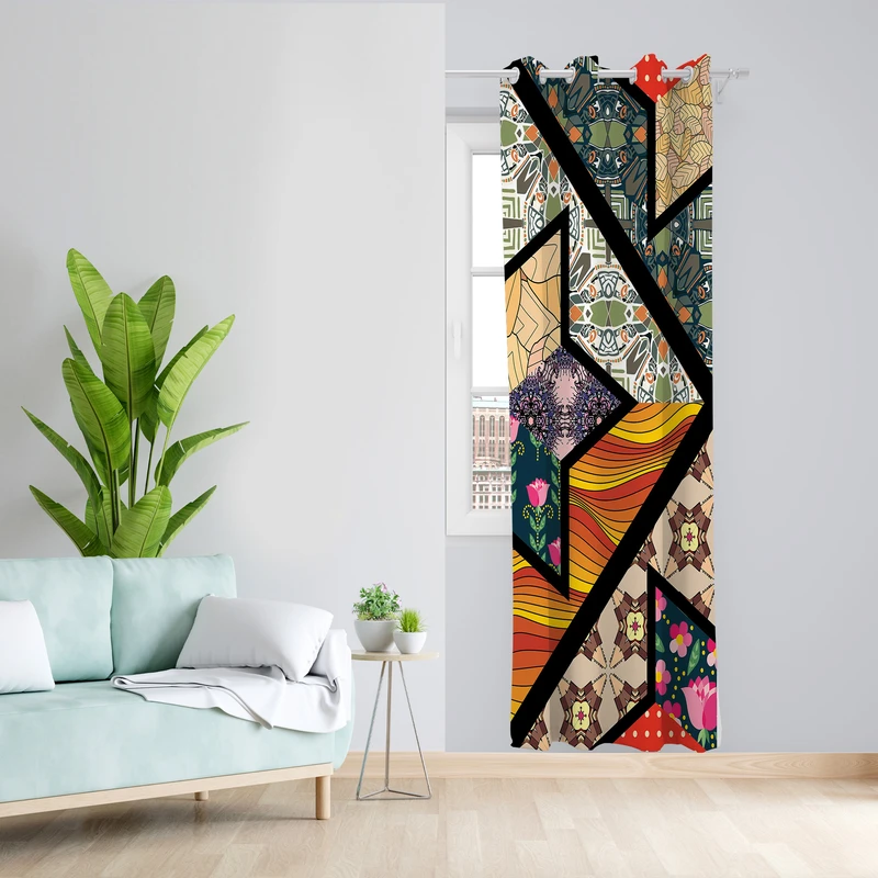 پرده طرح گلدار مدل مخمل پانچی کد 2611 z سایز 140x200 سانتی متر