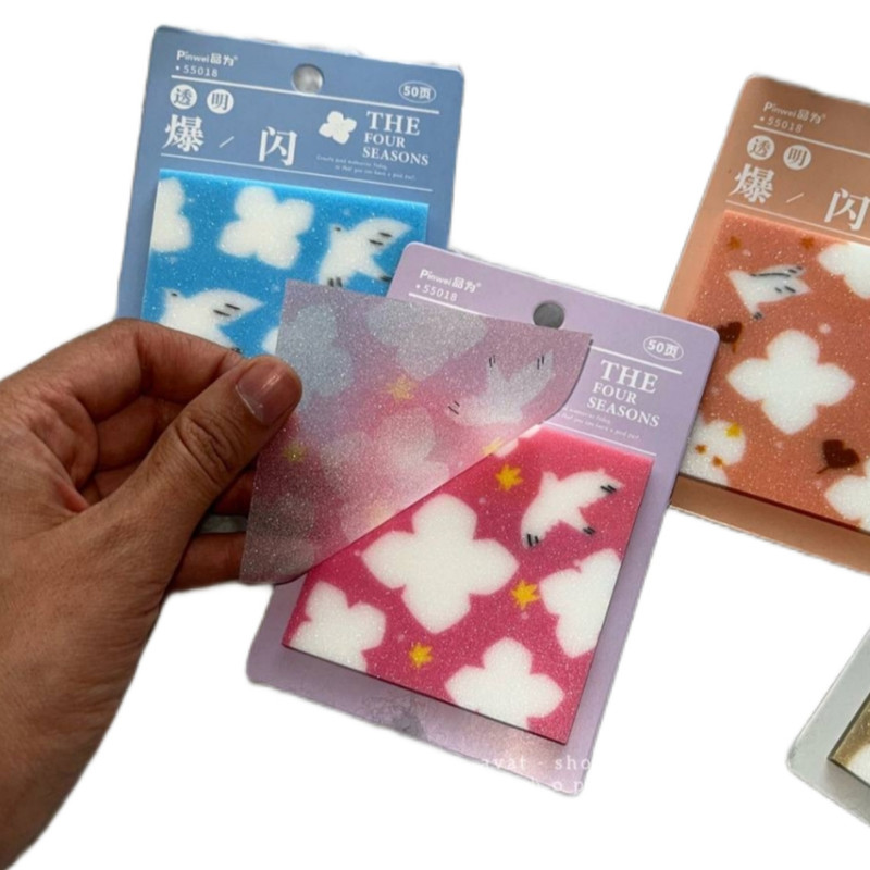 کاغذ یادداشت چسب دار مدل استیک نوت شفاف شاین دار طرح پرنده