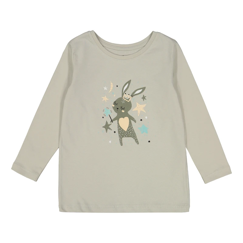تی‌شرت آستین بلند دخترانه ناربن مدل خرگوش و ستاره