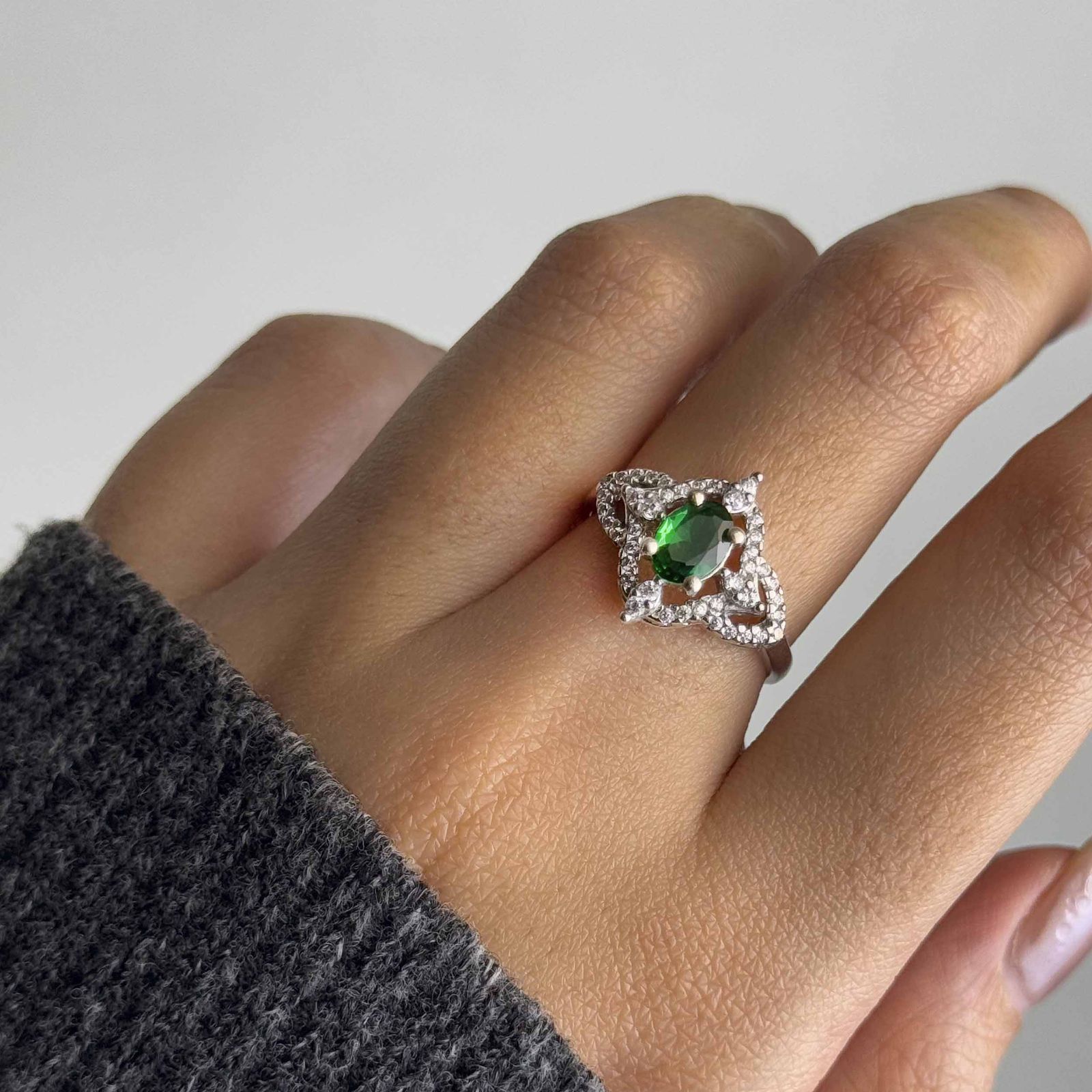 انگشتر نقره زنانه مدل جواهری آبکاری رادیوم کوارتز کد AWR-2059 -  - 7