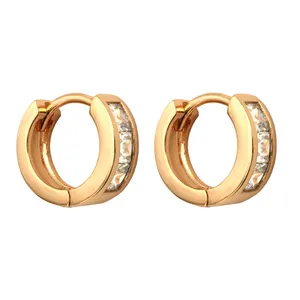 گوشواره زنانه ژوپینگ مدل حلقه ای نگینی کد TE-06