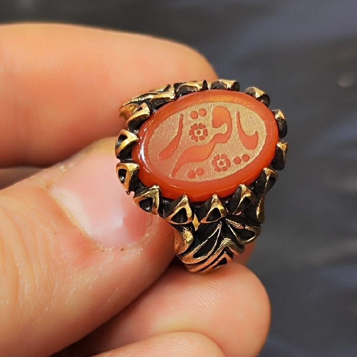 انگشتر مردانه مدل سنگ عقیق خطی کد 430