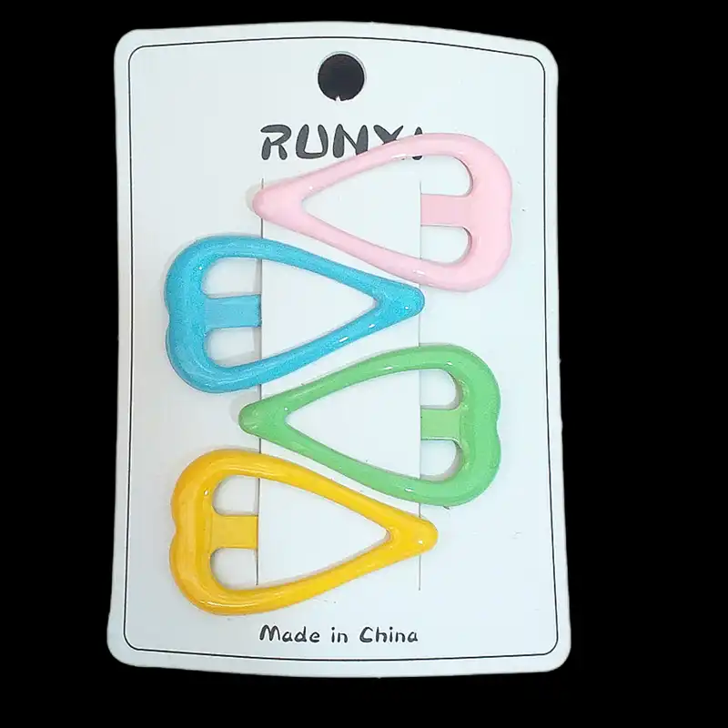 گیره مو زنانه مدل تق تقی قلبی کد kh678 بسته 4 عددی