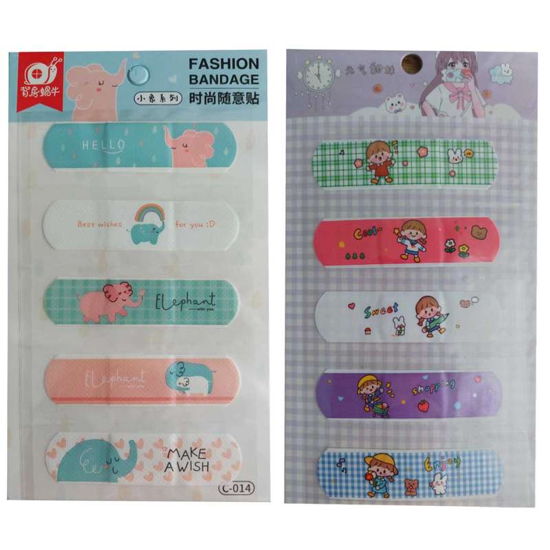 چسب زخم مدل فانتزی طرح فیل و عروسک کد ch14 بسته 10 عددی