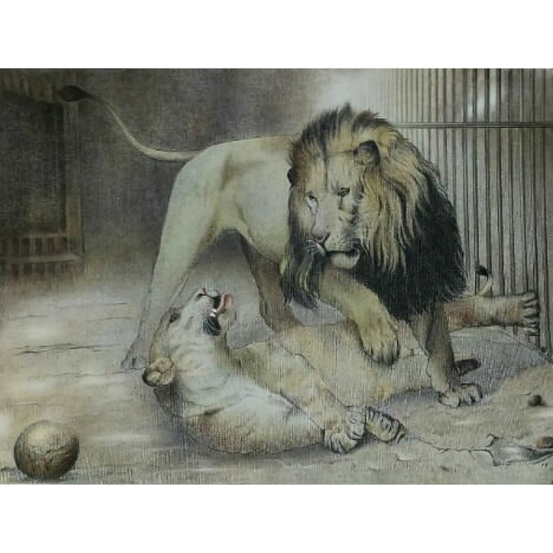تابلو نقاشی مداد رنگی طرح سبد گل