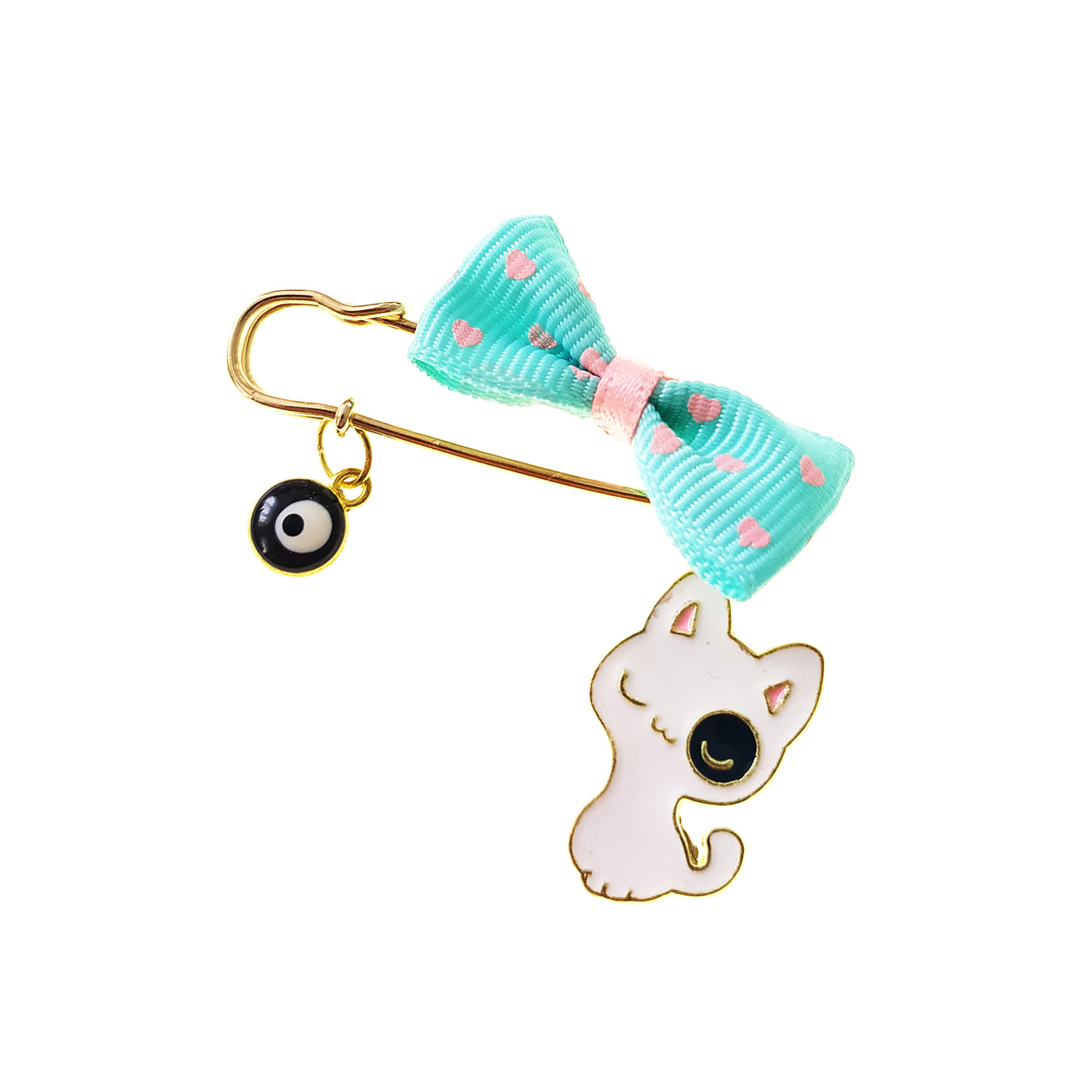 سنجاق سینه دخترانه مدل گربه و چشم نظر