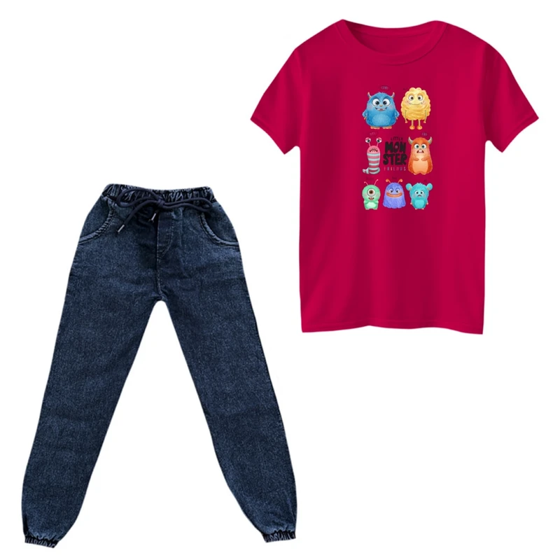 ست تی‌شرت و شلوار پسرانه مدل هیولاهای کوچک