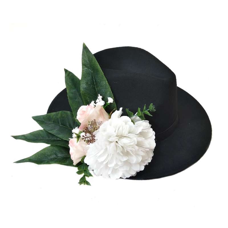 کلاه زنانه مدل فدورا تزیین شده کد Zh0008