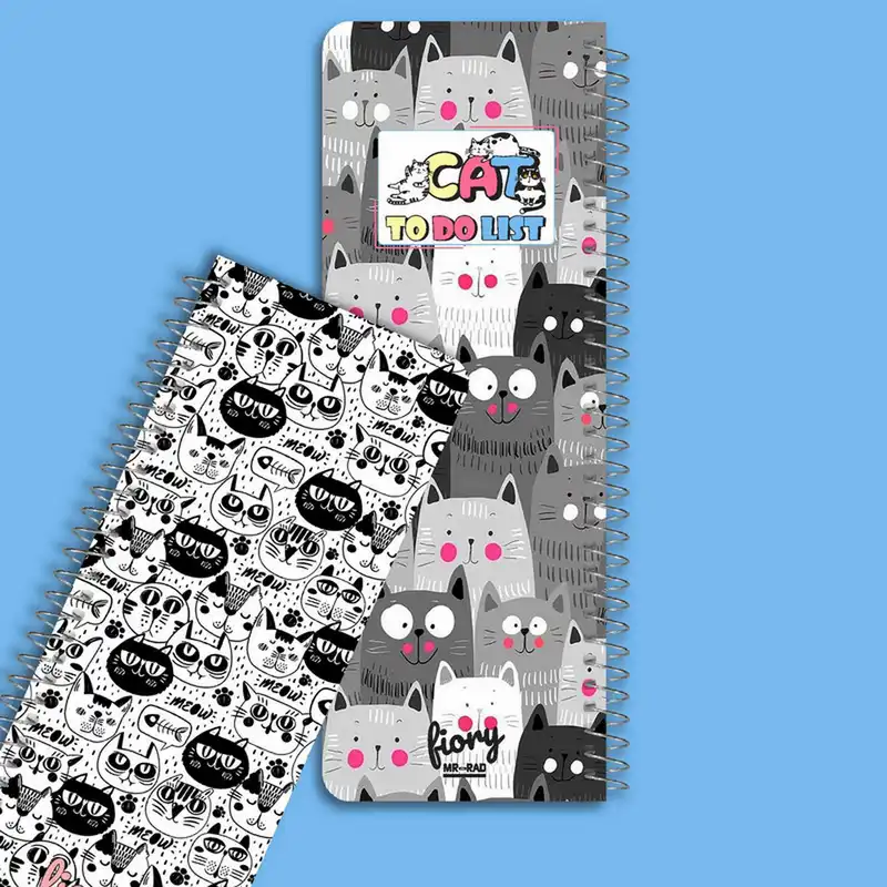 دفترچه یادداشت مستر راد مدل to do list طرح گربه های فانتزی کد fiory 2110 به همراه جامدادی