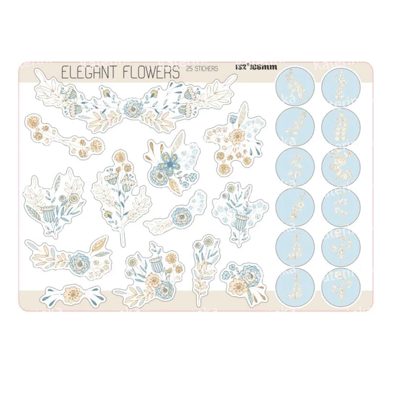 برچسب طرح برش خورده بولت ژورنال مدل A5 Elegant flowers