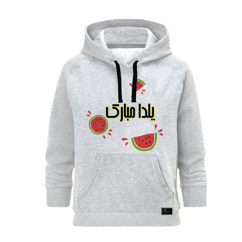 هودی زنانه مدل شب یلدا کد B209 رنگ طوسی