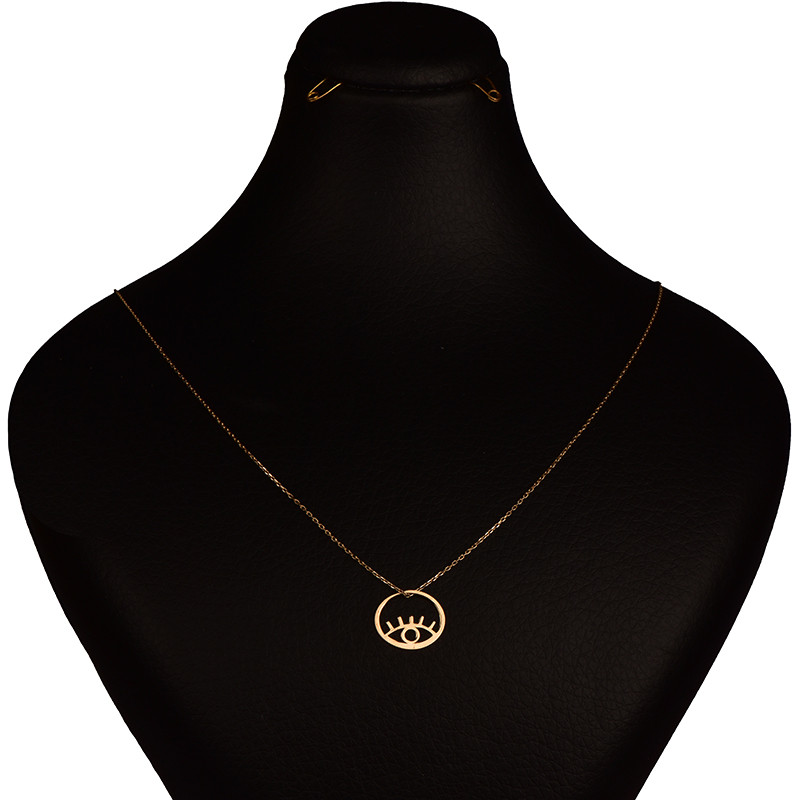 گردنبند طلا 18 عیار زنانه کرابو طرح چشم نظر مدل Kr7026