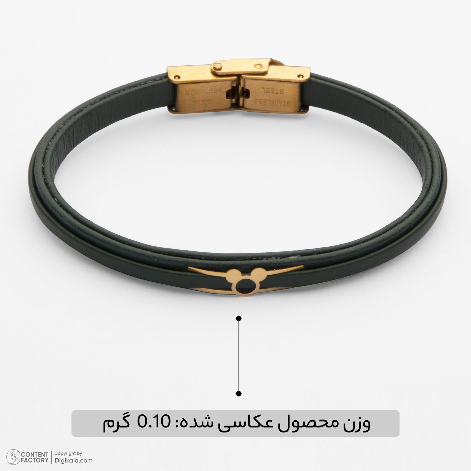 دستبند طلا 18 عیار زنانه با بند چرمی وی گالری مدل میکی ماوس کد LBB3761 -  - 7