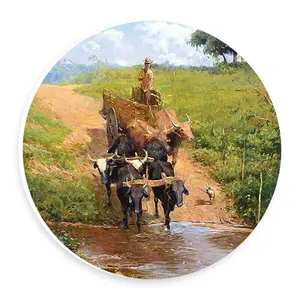 دیوارکوب طرح نقاشی مرد کشاورز و گاوها مدل wtb396