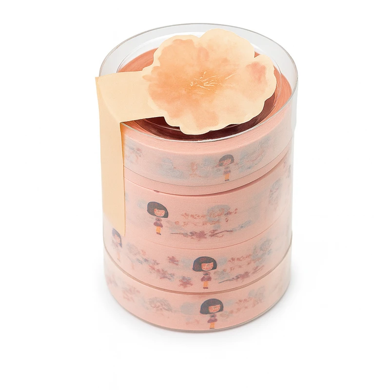 چسب نواری مدل واشی گل دختر عرض 1 سانتی متر بسته 4 عددی