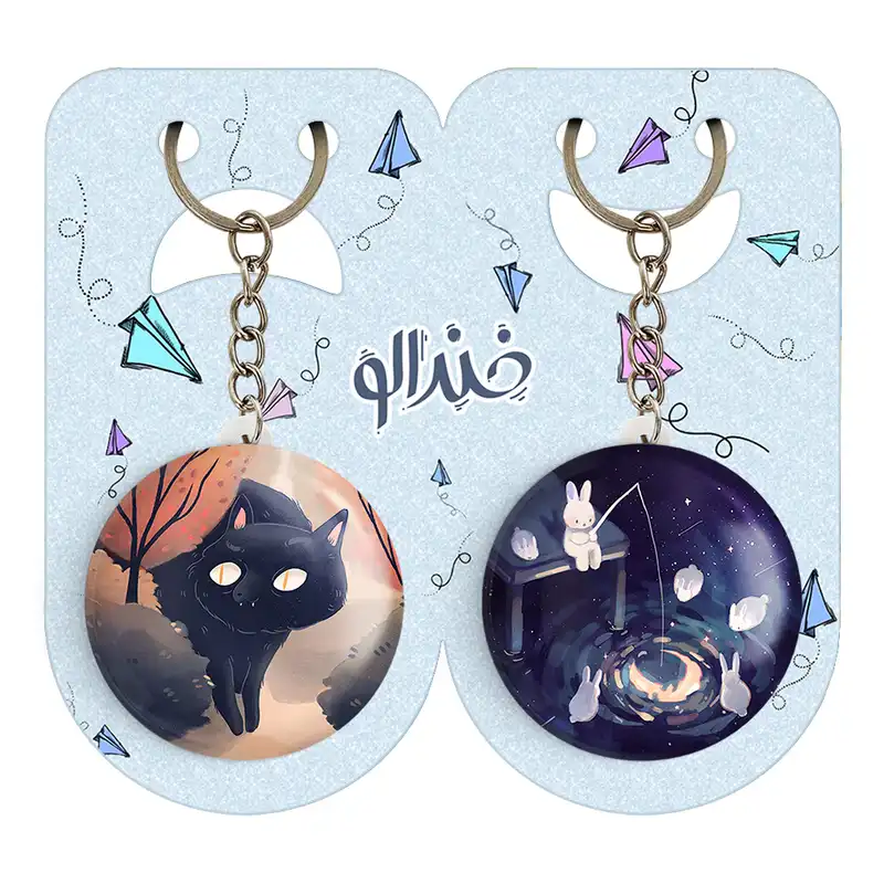 جاکلیدی خندالو مدل خرگوش و گربه حیوانات بامزه کد 2107021068 مجموعه 2 عددی