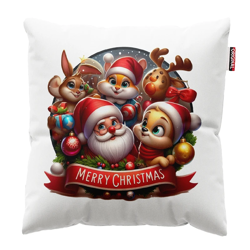 کوسن پاد آفرین مدل کریسمس بابانوئل گوزن آدم برفی کد PK302017 سایز 30*30 سانتی متر