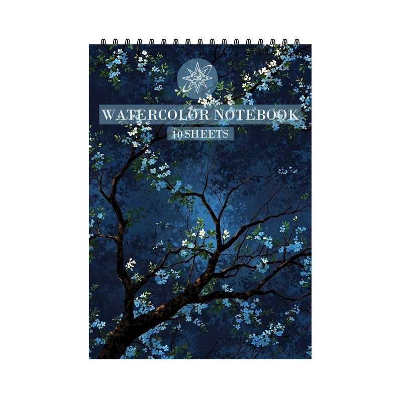 دفتر آبرنگ 10 برگ ستاره خونه مدل درخت آبی کد a4
