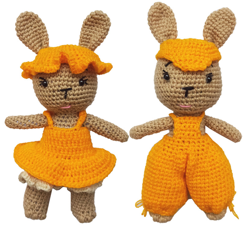 عروسک بافتنی مدل خرگوش طرح دختر و پسر کد 01 بسته 2 عددی