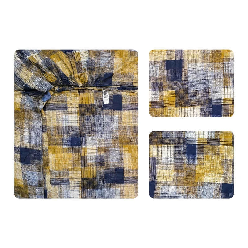 سرویس ملحفه آدنو مدل شطرنجی کد CH101 دونفره 3 تکه